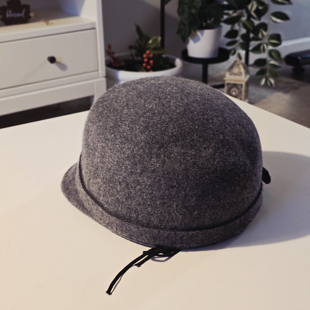 Gray Wool Bucket Cap with Buckle - Picture 2 of 5